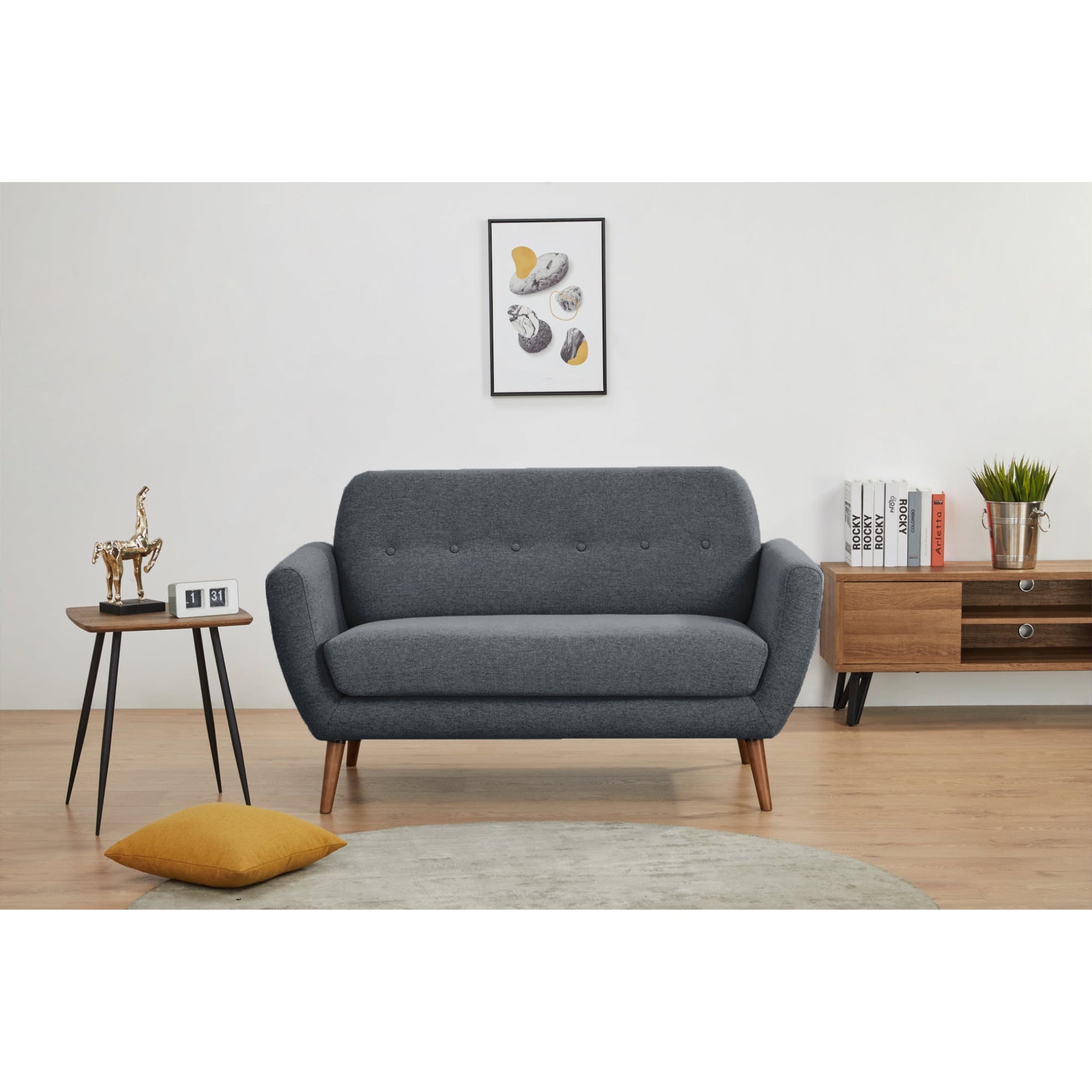 Lilliana 3 + 2 + 1 Seater Sofa Fabric Uplholstered Lounge Couch - Dark Grey