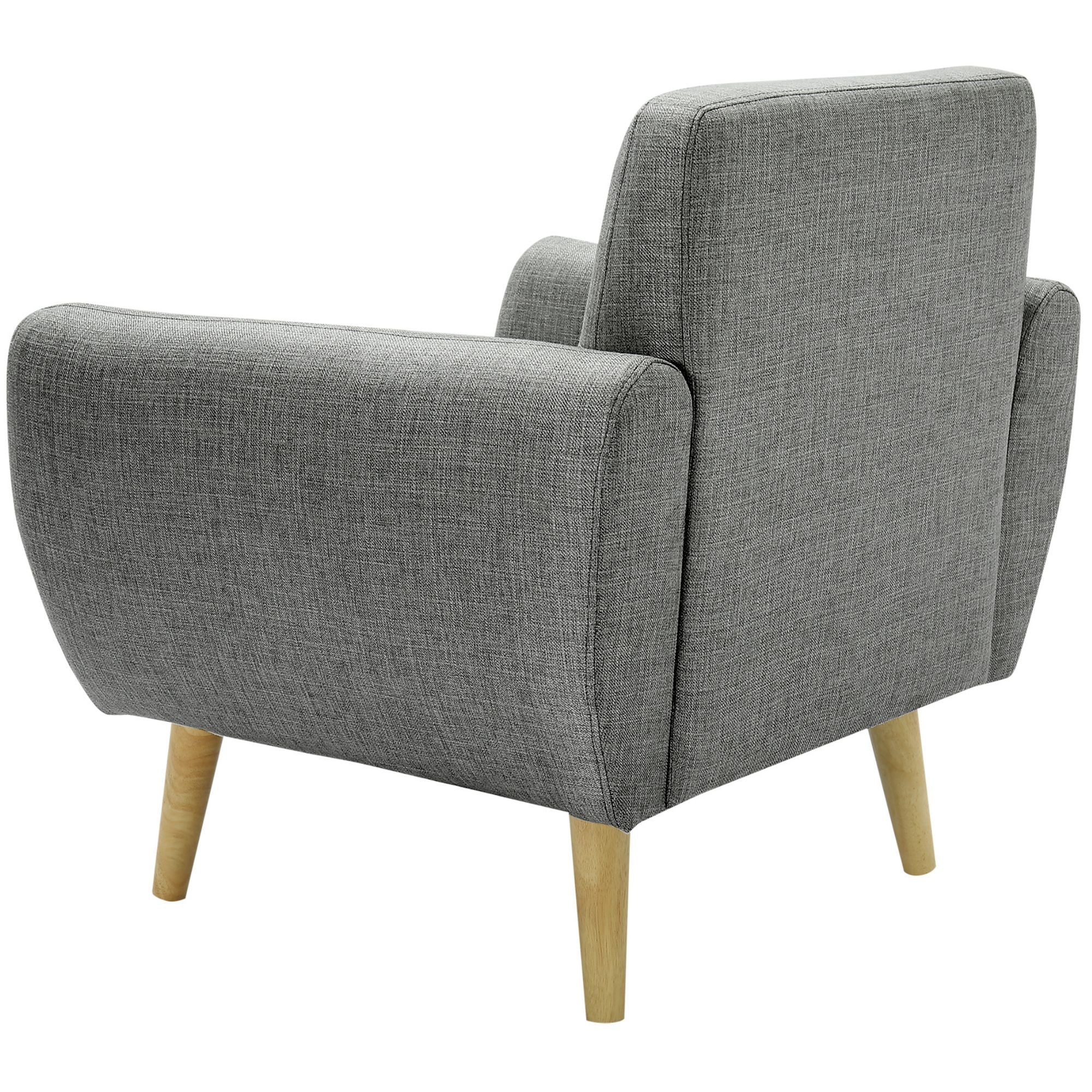 Dane Single Seater Fabric Upholstered Sofa Armchair Lounge Couch - Mid Grey