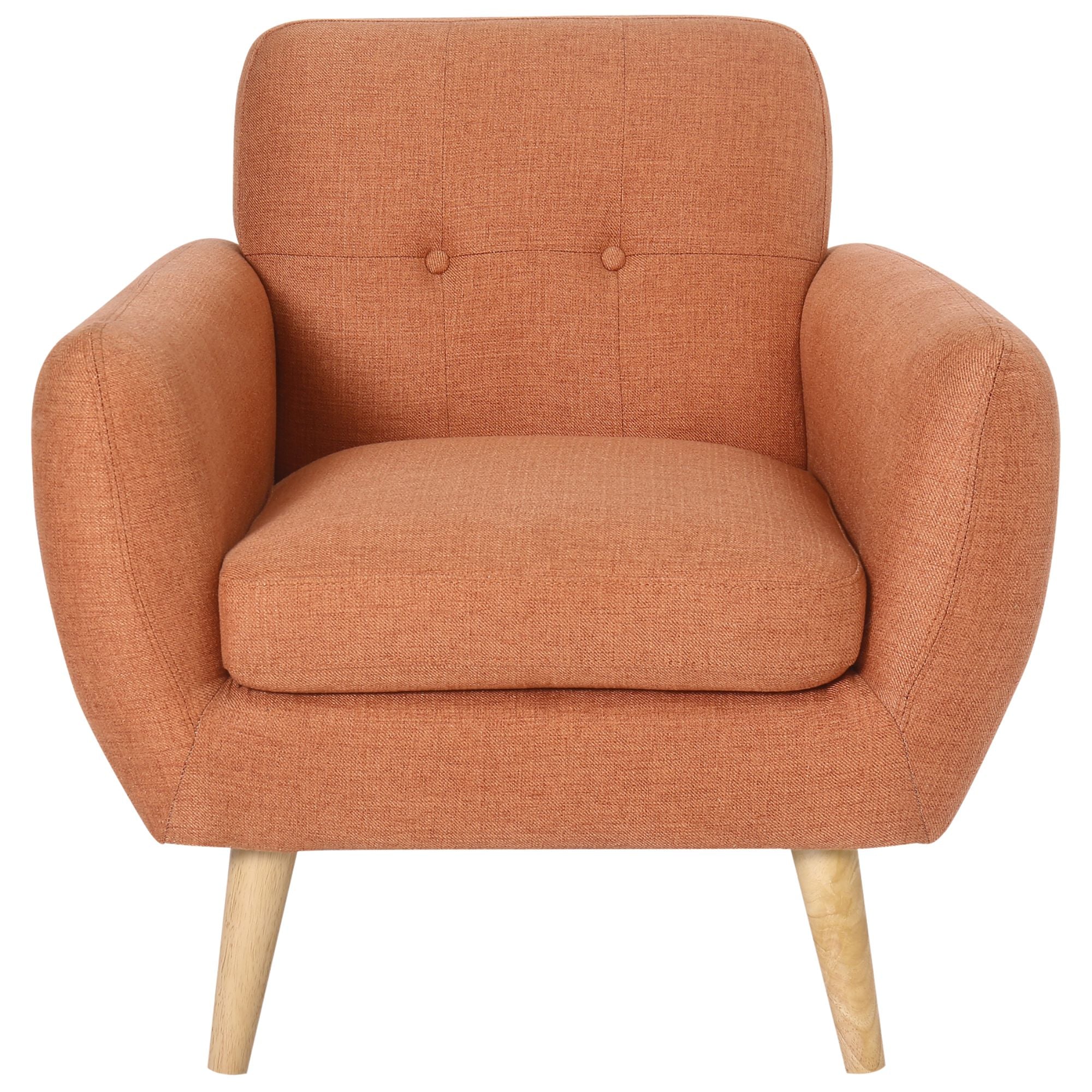 Dane Single Seater Fabric Upholstered Sofa Armchair Set of 2 - Orange