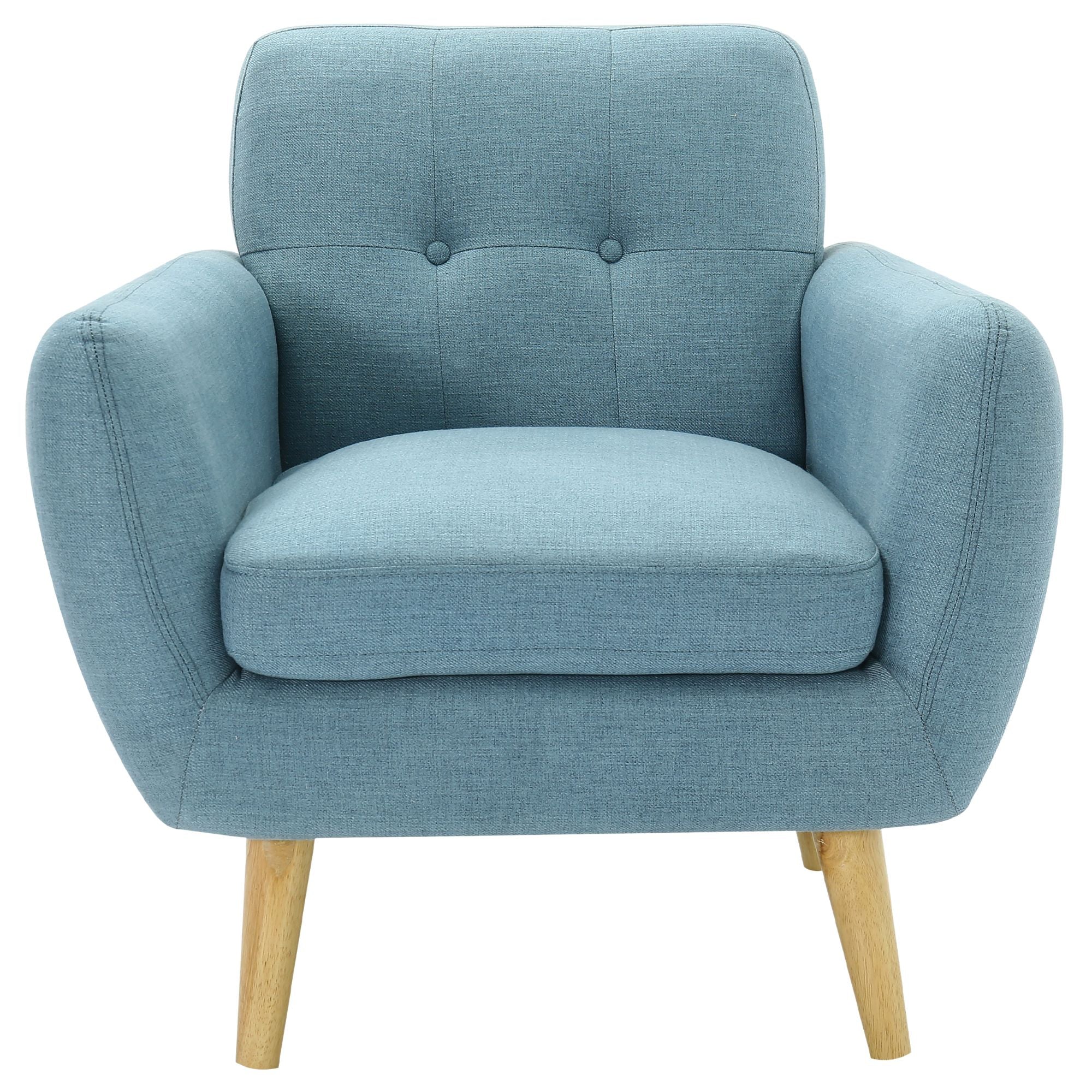 Dane Single Seater Fabric Upholstered Sofa Armchair Set of 2 - Blue