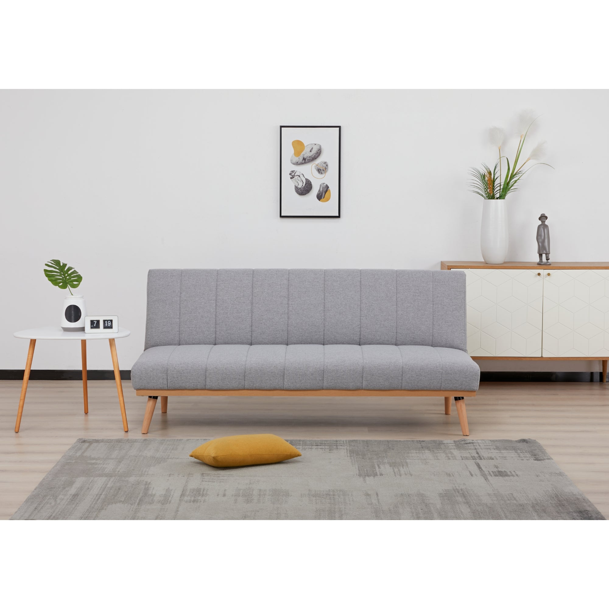 Monroe 3 Seater Sofa Futon Bed Fabric Lounge Couch - Grey