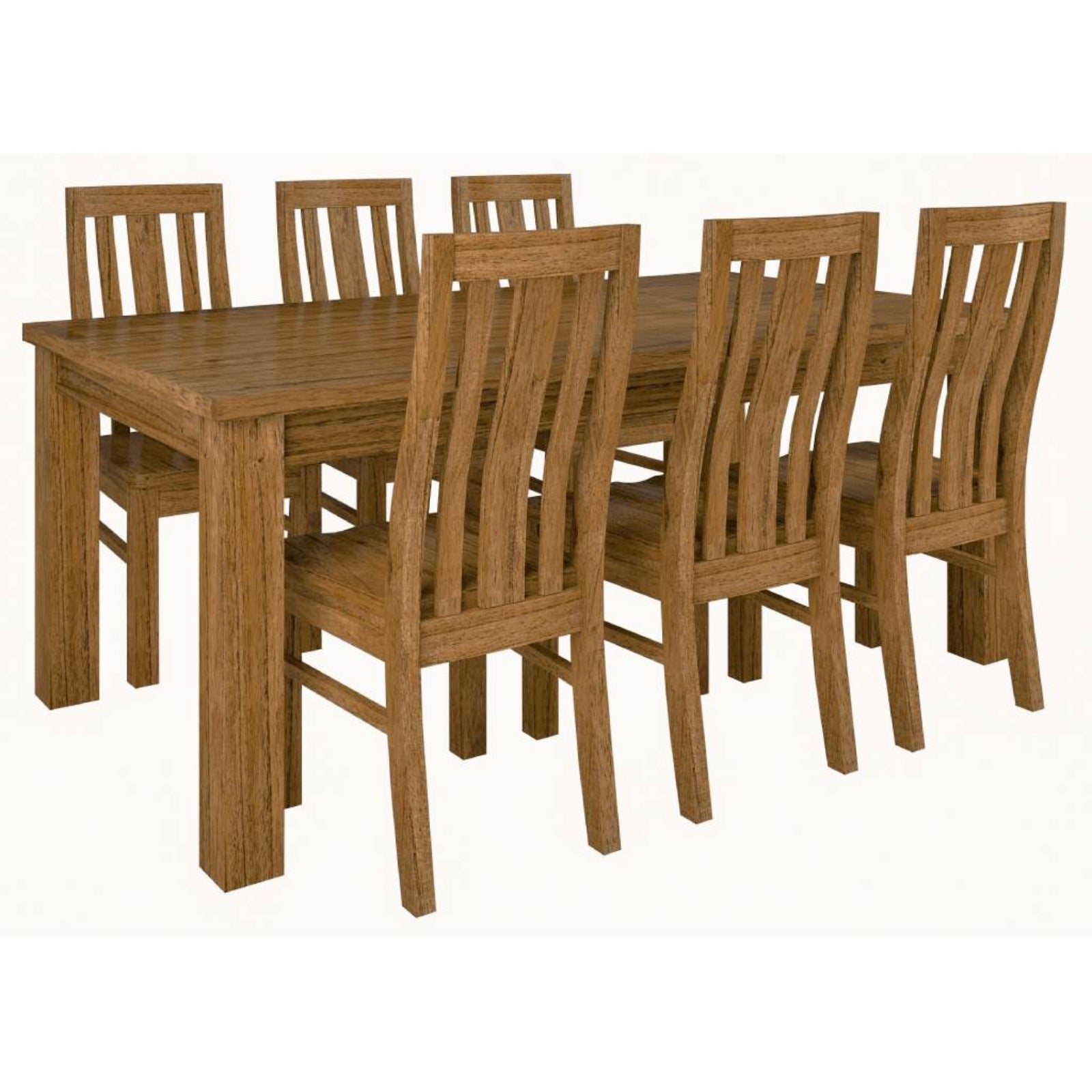 Birdsville 7pc Dining Set 190cm Table 6 Chair Solid Mt Ash Wood Timber - Brown