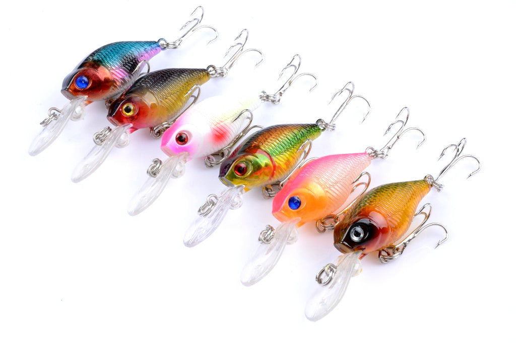 6x 6cm Popper Crank Bait Fishing Lure Lures Surface Tackle Saltwater