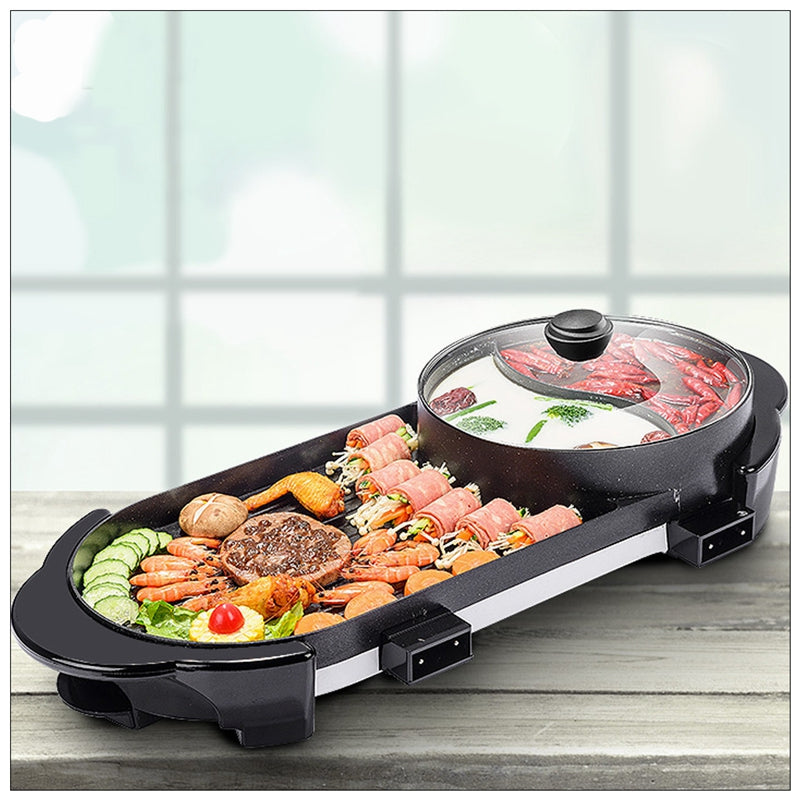 2 in 1 BBQ Barbecue Electronic Pan Grill Teppanyaki Hot Pot Hotpot Steamboat