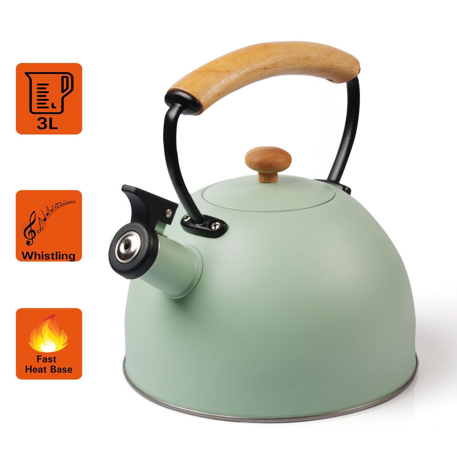 3 Liter Tea Whistling Kettle Stainless Steel Modern Whistling Tea Pot for Stovetop