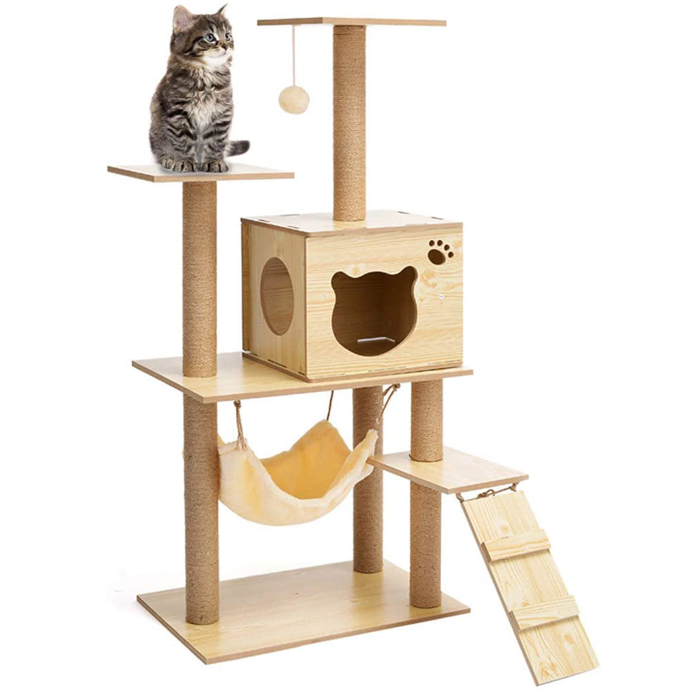 Modern Multi-Level Cats Tree Kittens Scratching Posts Sisal Rope Soft Nest Bed Cat Furniture Tree