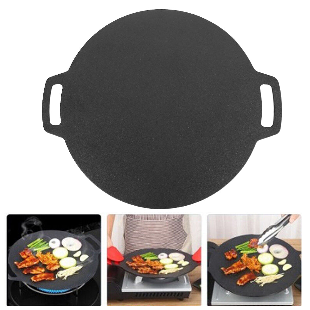 28cm Seasoned Cast Iron Induction Crepes Pan Baking Pancake Tool Pizza Bakeware