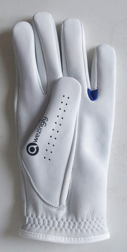 Awezingly Power Touch Cabretta Leather Golf Glove for Men - White (L)