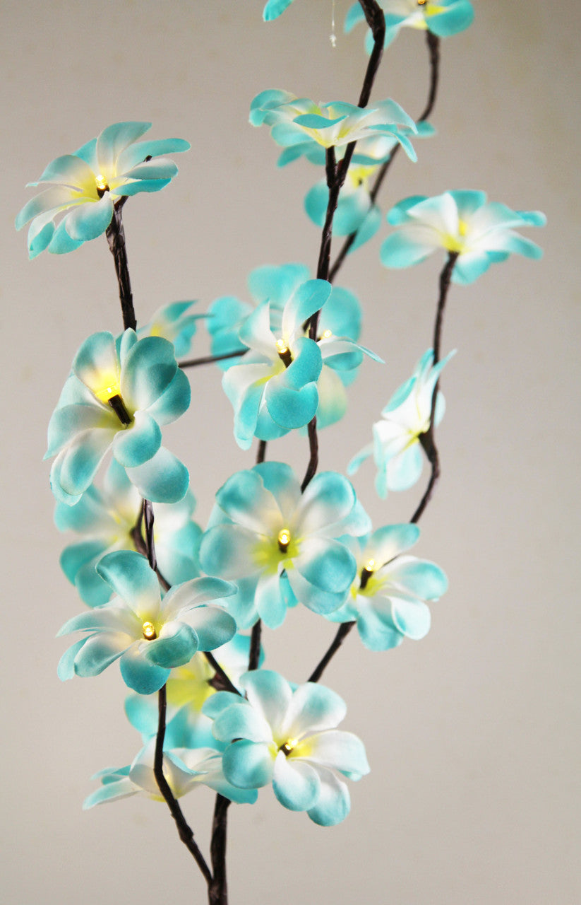 1 Set of 50cm H 20 LED Blue Frangipani Tree Branch Stem Fairy Light Wedding Event Party Function Table Vase Centrepiece Tropical Decoration