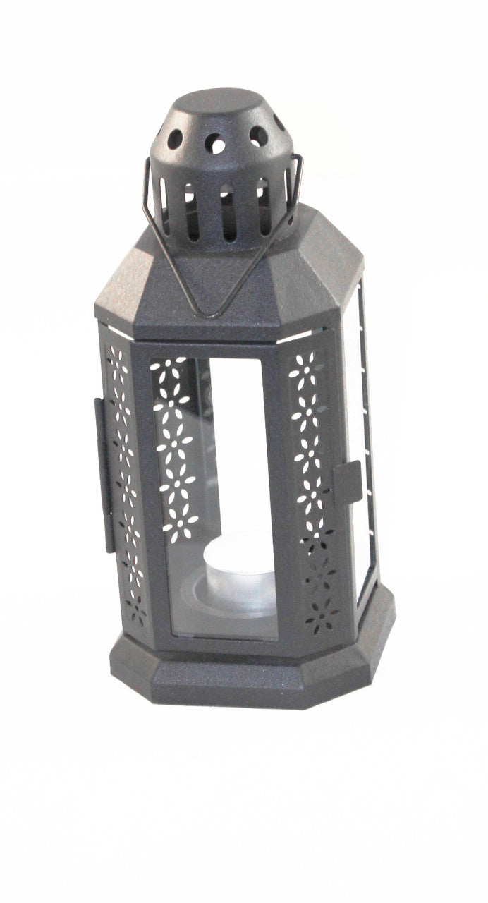 Dark Grey Metal Miners Lantern Summer Wedding Home Party Room Balconey Deck Decoration 21cm Tealight Candle