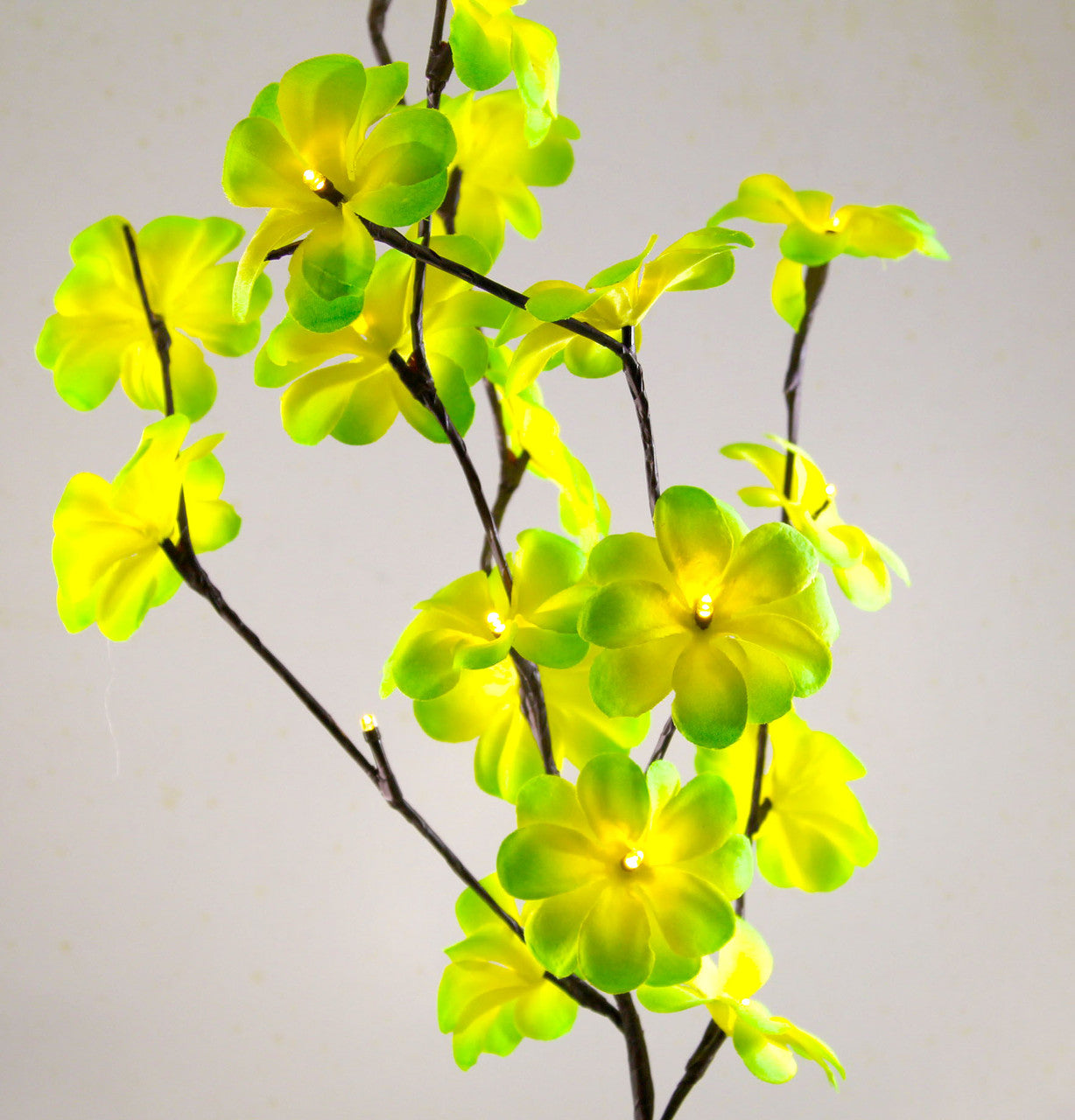 1 Set of 50cm H 20 LED Green Frangipani Tree Branch Stem Fairy Light Wedding Event Party Function Table Vase Centrepiece Tropical Decoration