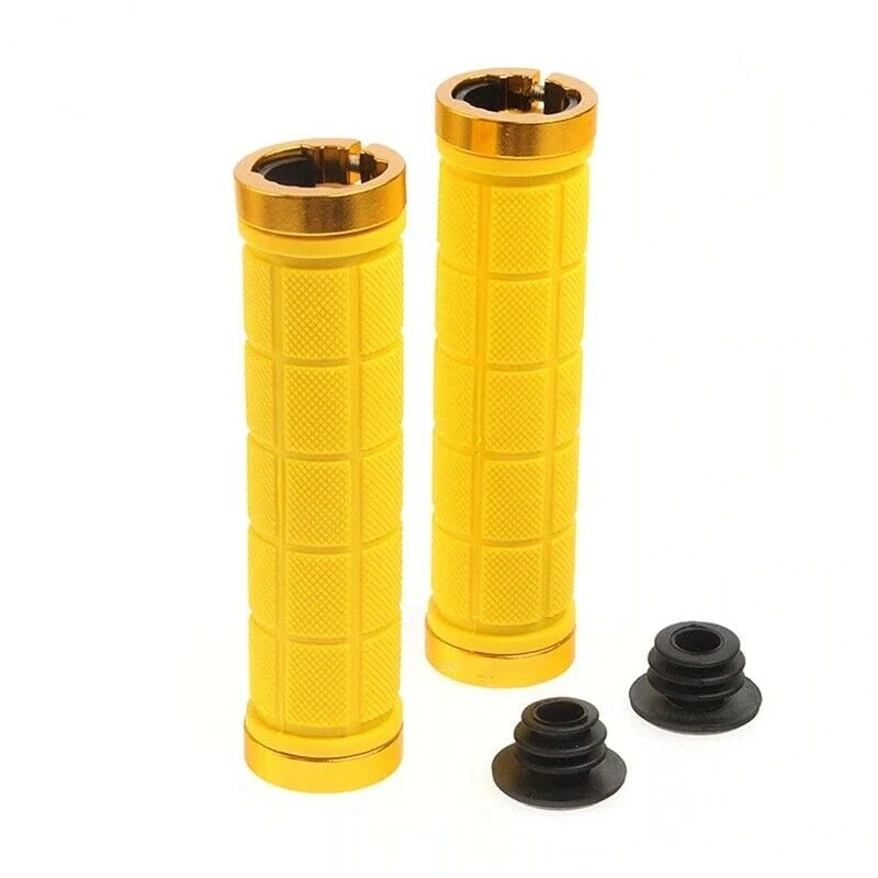 Bike Handlebar Grips MTB Mountain BMX Bike Bicycle Soft YELLOW Fixed Double Lock Screw Tight Grips - Easy Fit - Rockbros