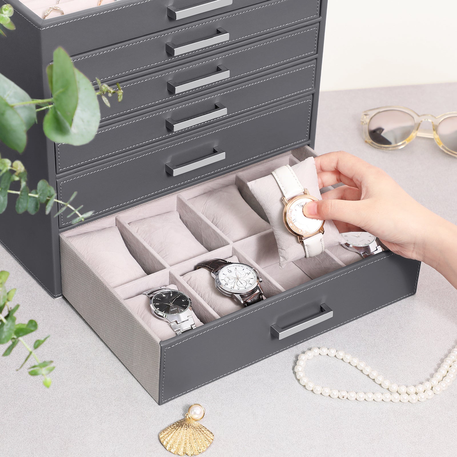 SONGMICS Jewellery Box with 6 Layers and 5 Drawers