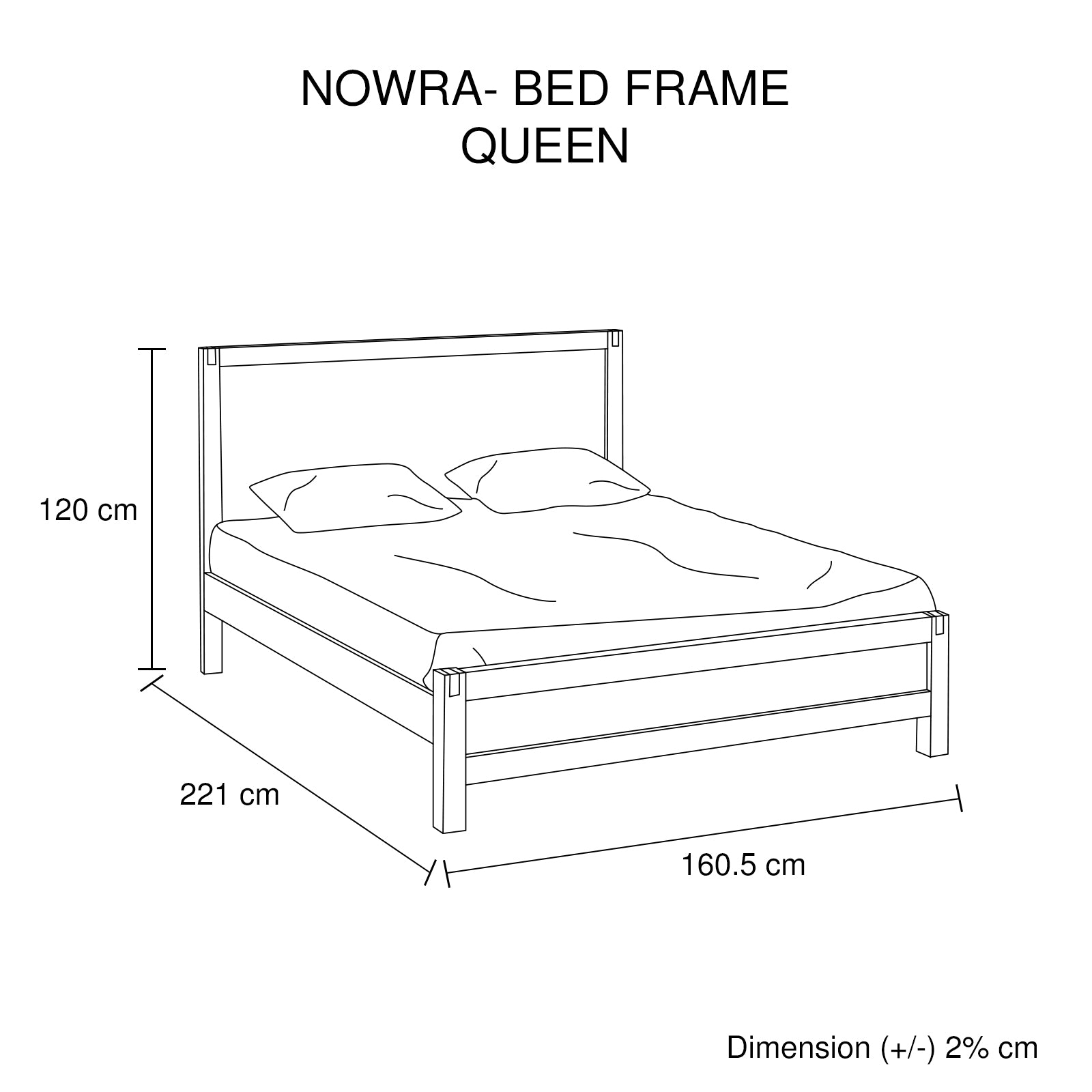 Bed Frame Queen Size in Solid Wood Veneered Acacia Bedroom Timber Slat in Chocolate