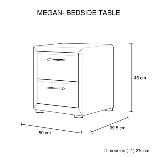 Bedside Table 2 drawers Night Stand Upholstery Fabric Storage in Light Grey Colour