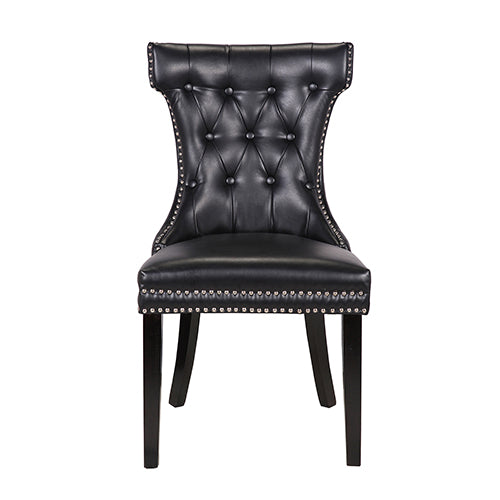 Century 2X Dining Chair Black Pu Wooden Legs