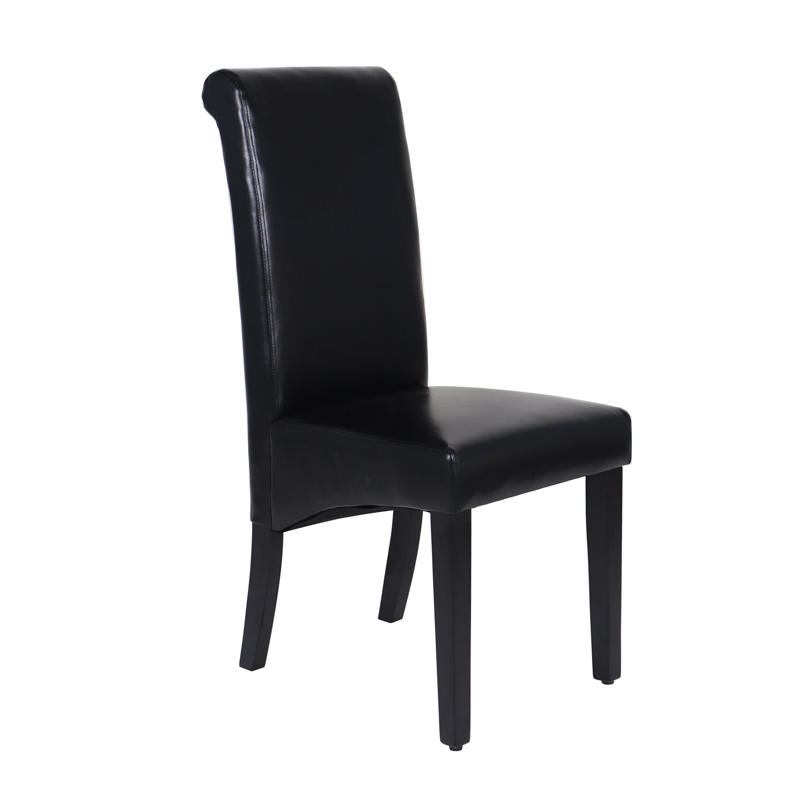 2x Wooden Frame Black Leatherette Dining Chairs with Solid Pine Legs