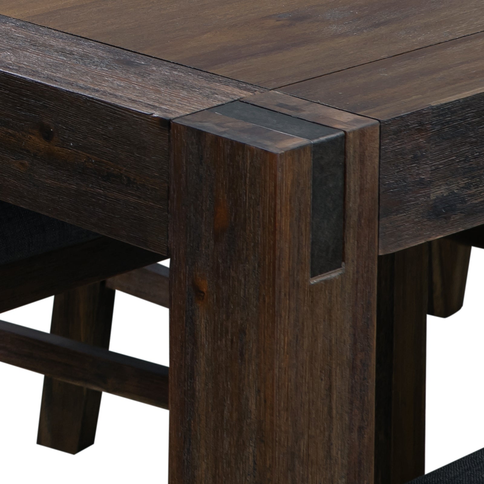 Dining Table 210cm Large Size with Solid Acacia  Wooden Base in Chocolate Colour