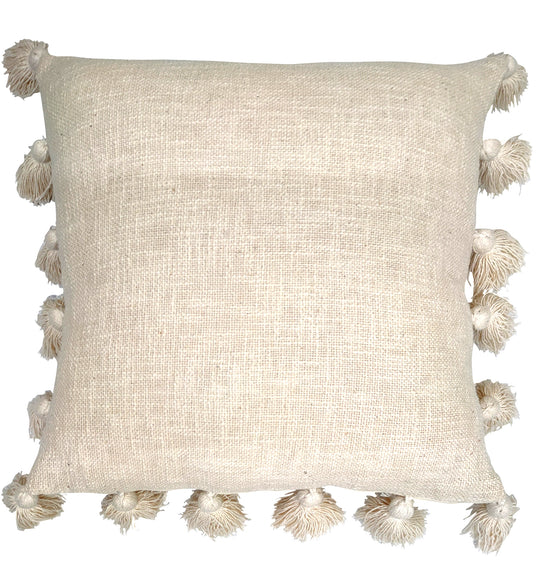 Beige cushion with tassels 45x45 cm