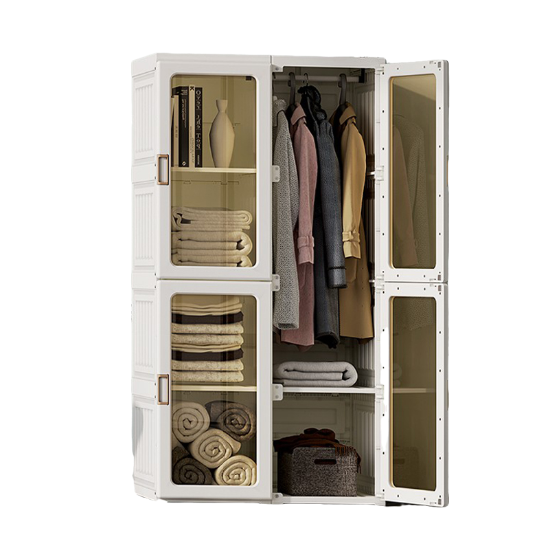 Kylin Cubes Storage Folding Cabinet Wardrobe With 8 Grids & 4 Doors & 1 Hanger