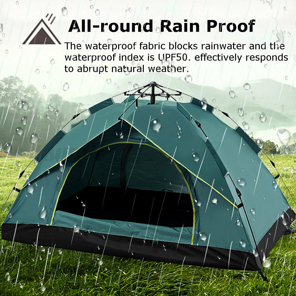 Waterproof Automatic Camping Tent 3-4 Person Come with Moisture Proof Pad(Blue)