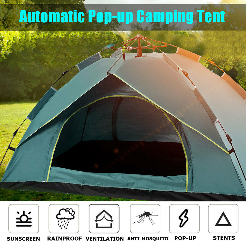 Waterproof Automatic Camping Tent 3-5 Person Come with Moisture Proof Pad(Green)