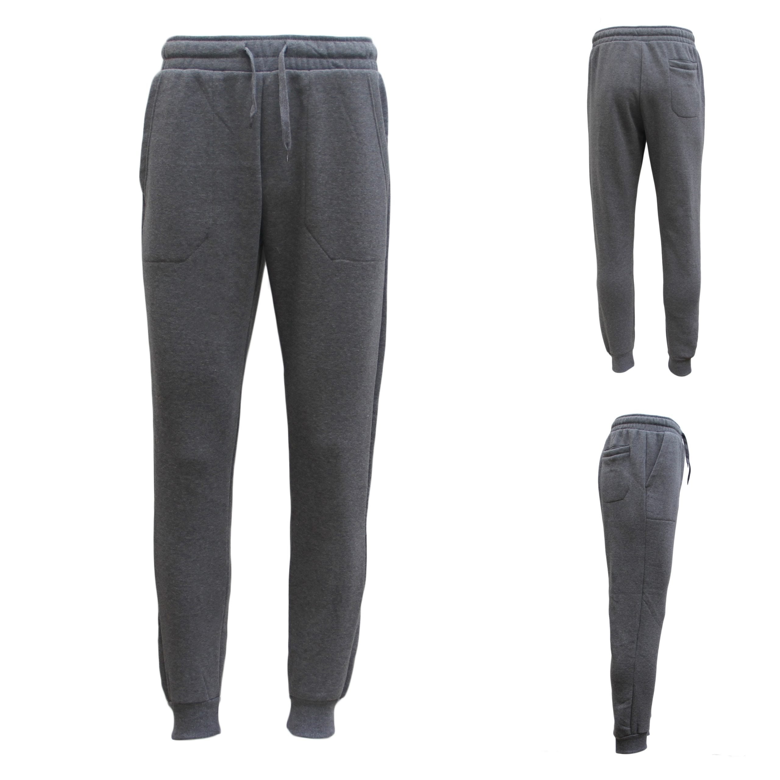 Mens Unisex Fleece Lined Sweat Track Pants Suit Casual Trackies Slim Cuff XS-6XL, Dark Grey, XS