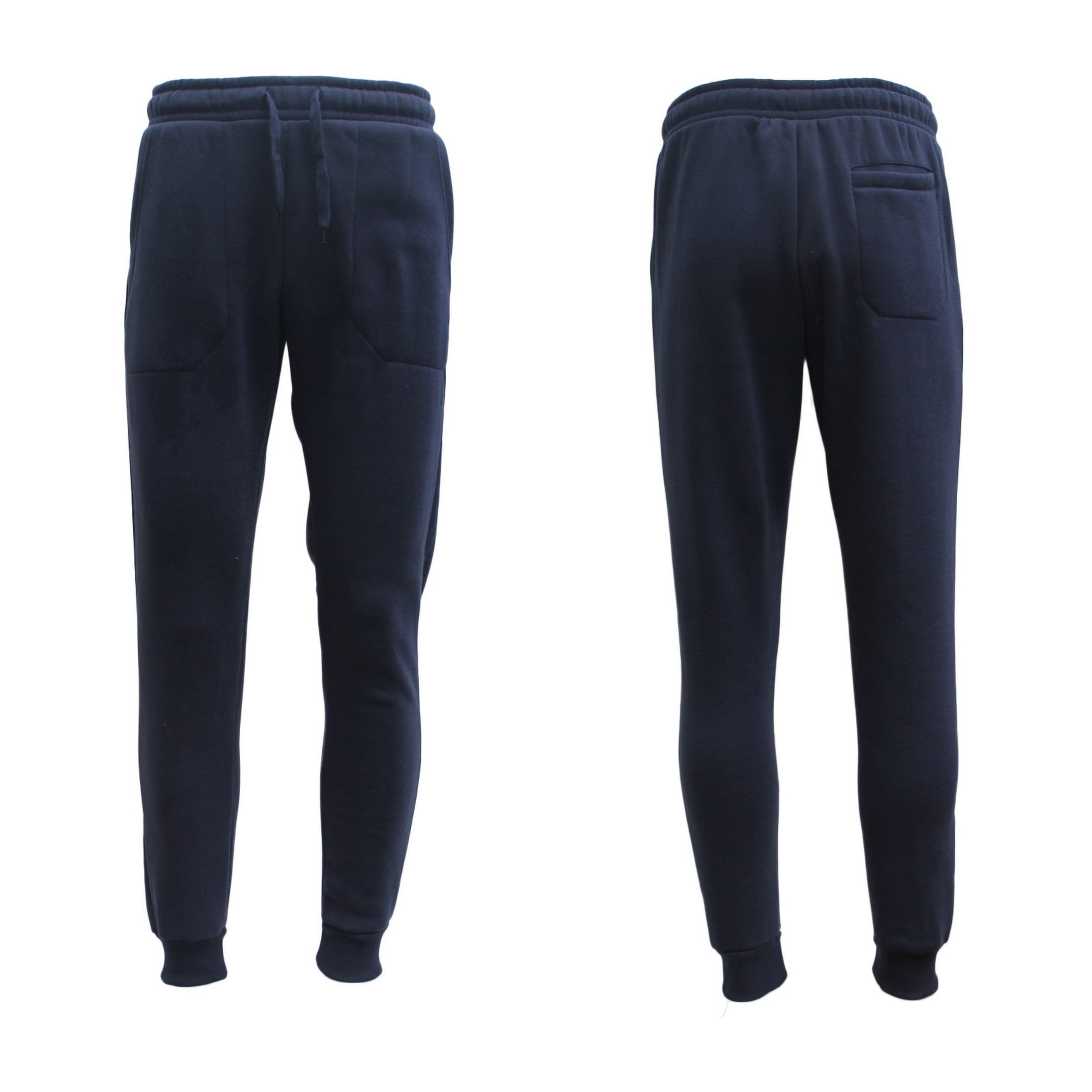 Mens Unisex Fleece Lined Sweat Track Pants Suit Casual Trackies Slim Cuff XS-6XL, Navy, 2XL