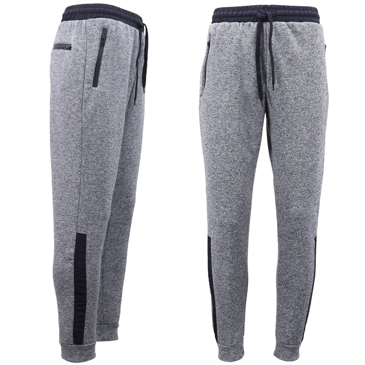 Mens Joggers Trousers Gym Sport Casual Sweat Track Pants Cuffed Hem w Zip Pocket, Light Grey, 2XL