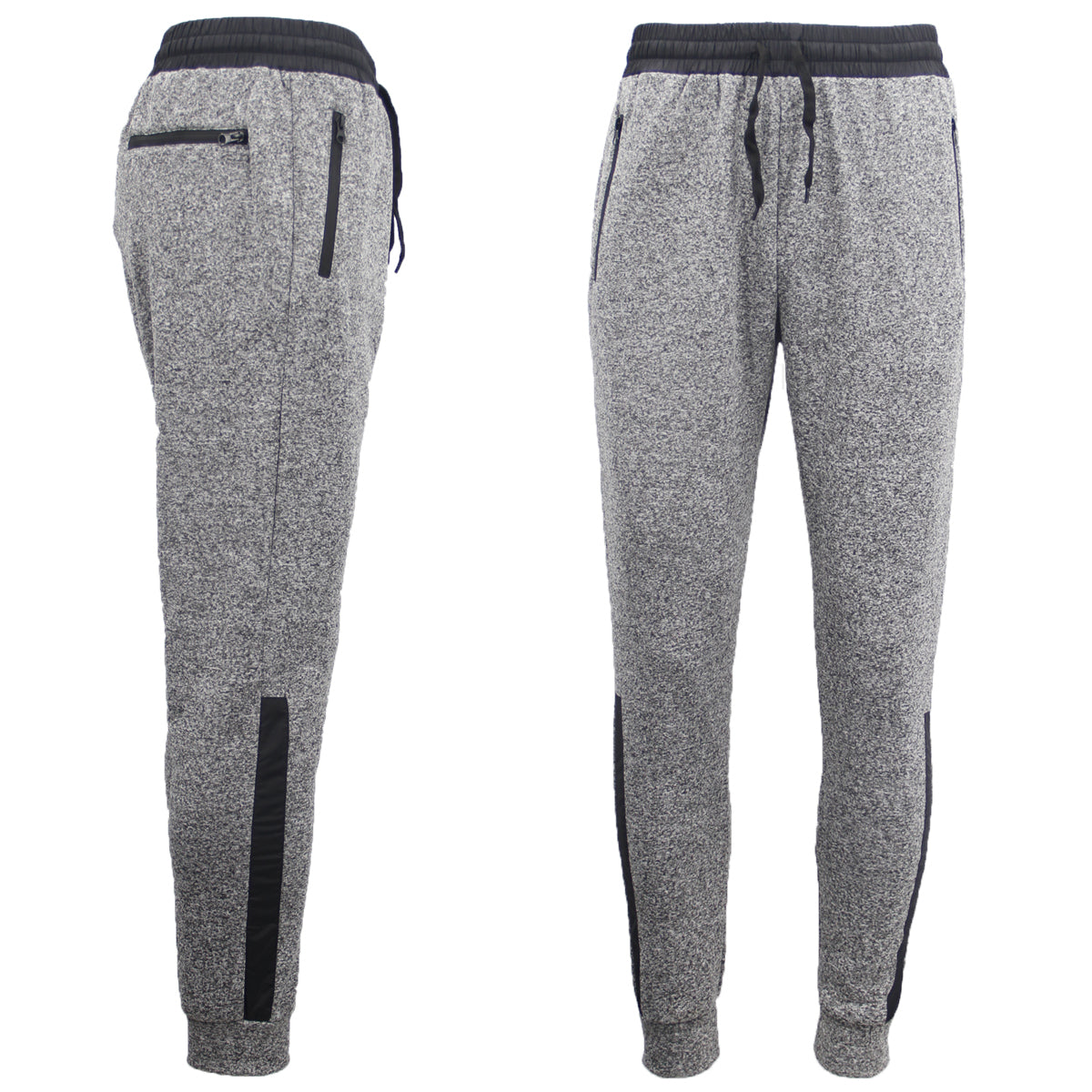 Mens Joggers Trousers Gym Sport Casual Sweat Track Pants Cuffed Hem w Zip Pocket, Light Grey, 3XL