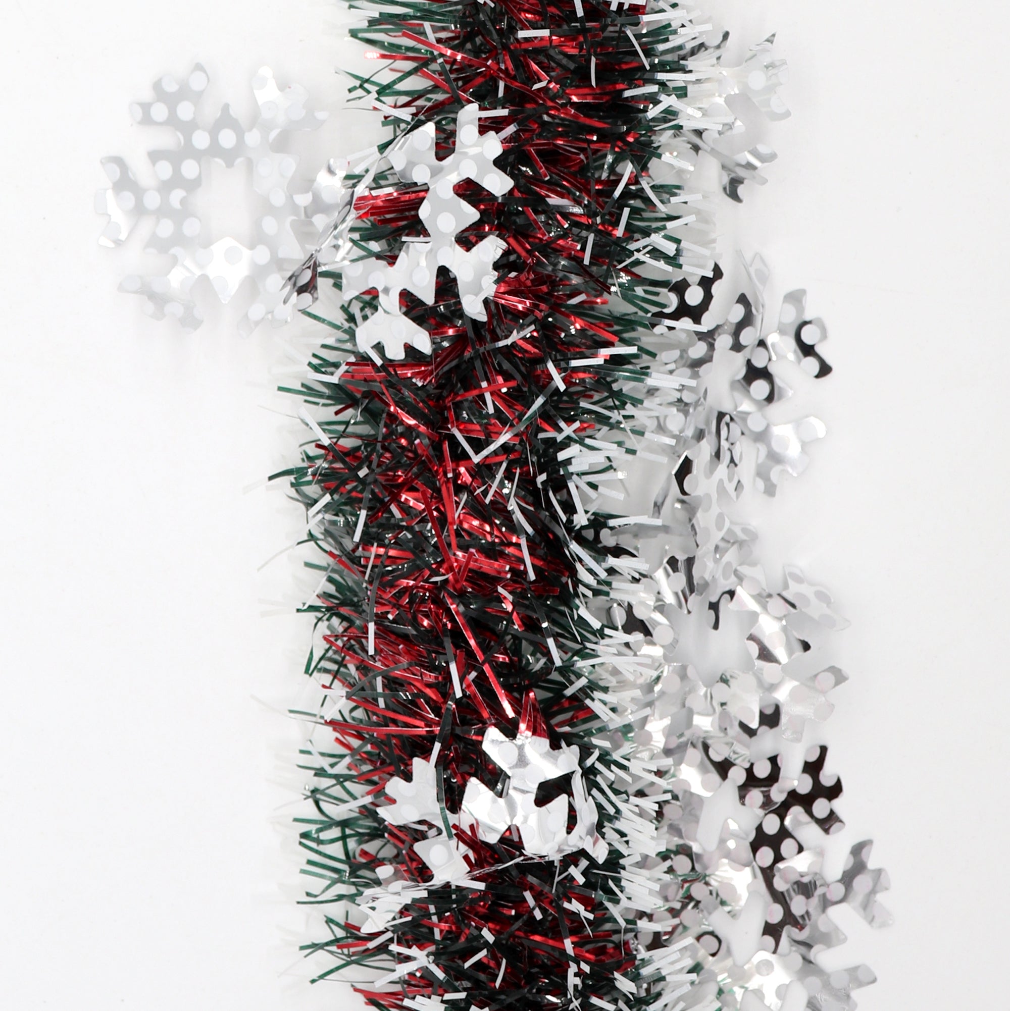 5x 2.5m Christmas Tinsel Xmas Garland Sparkly Snowflake Party Natural Home Décor, Snow in Red