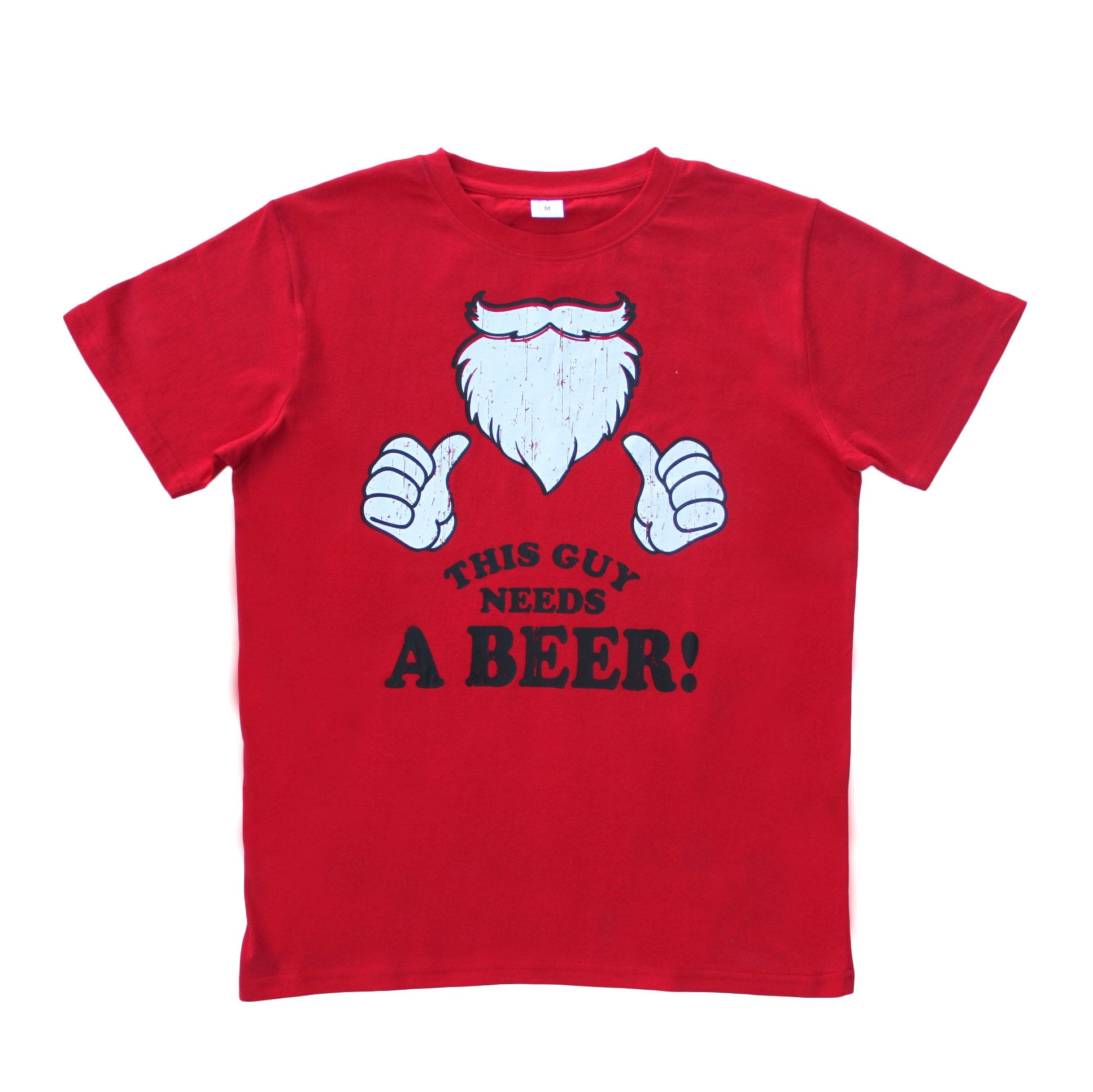 New Funny Adult Xmas Christmas T Shirt Tee Mens Womens 100% Cotton Jolly Ugly, This Guy Needs a Beer!, 3XL