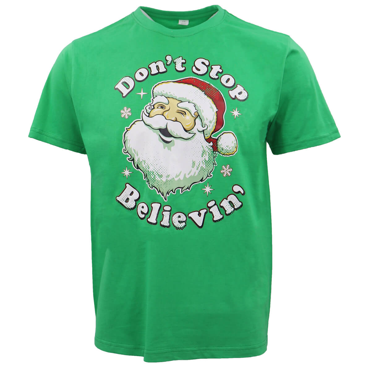 New Funny Adult Xmas Christmas T Shirt Tee Mens Womens 100% Cotton Jolly Ugly, Don't Stop Believin' (Green), S