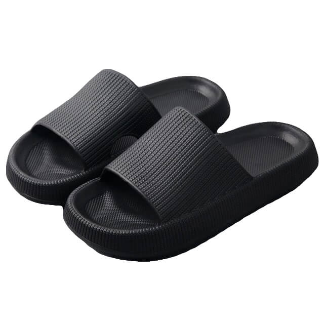 Pillow Slides Sandals Non-Slip Ultra Soft Slippers Cloud Shower EVA Home Shoes, Black, 42/43