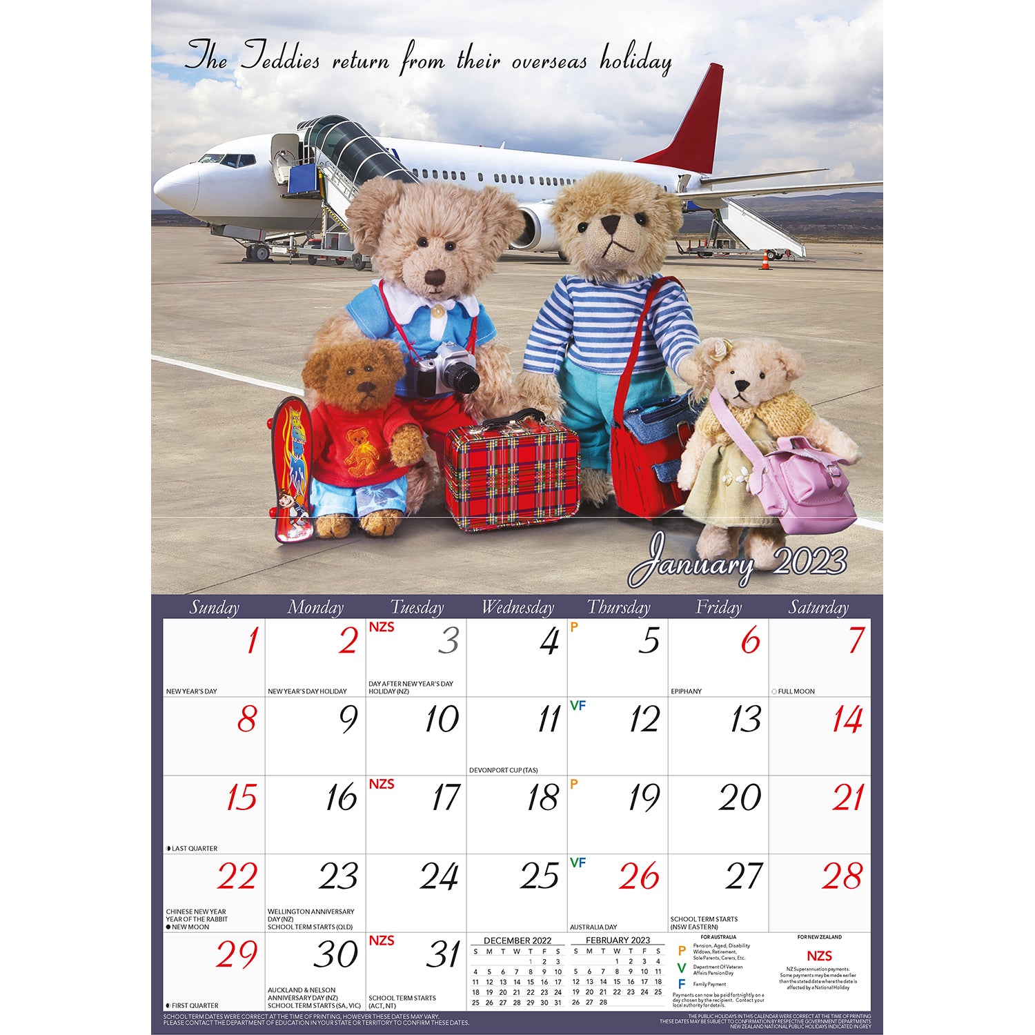 The Return Of Teddy 2023 Rectangle Wall Calendar 16 Months Planner New Year Gift