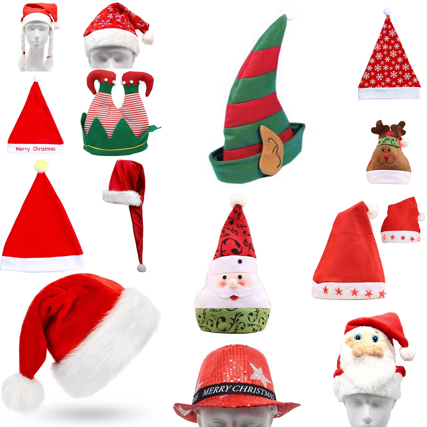 Christmas Unisex Adults Kids Novelty Hat Xmas Party Cap Santa Costume Dress Up, Elf w Ears