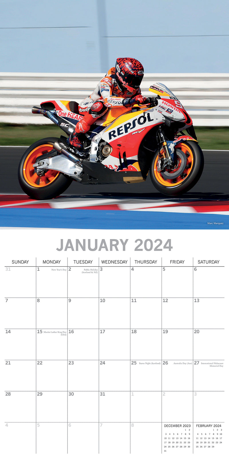 Super Bikes - 2024 Square Wall Calendar 16 Month Planner Christmas New Year Gift