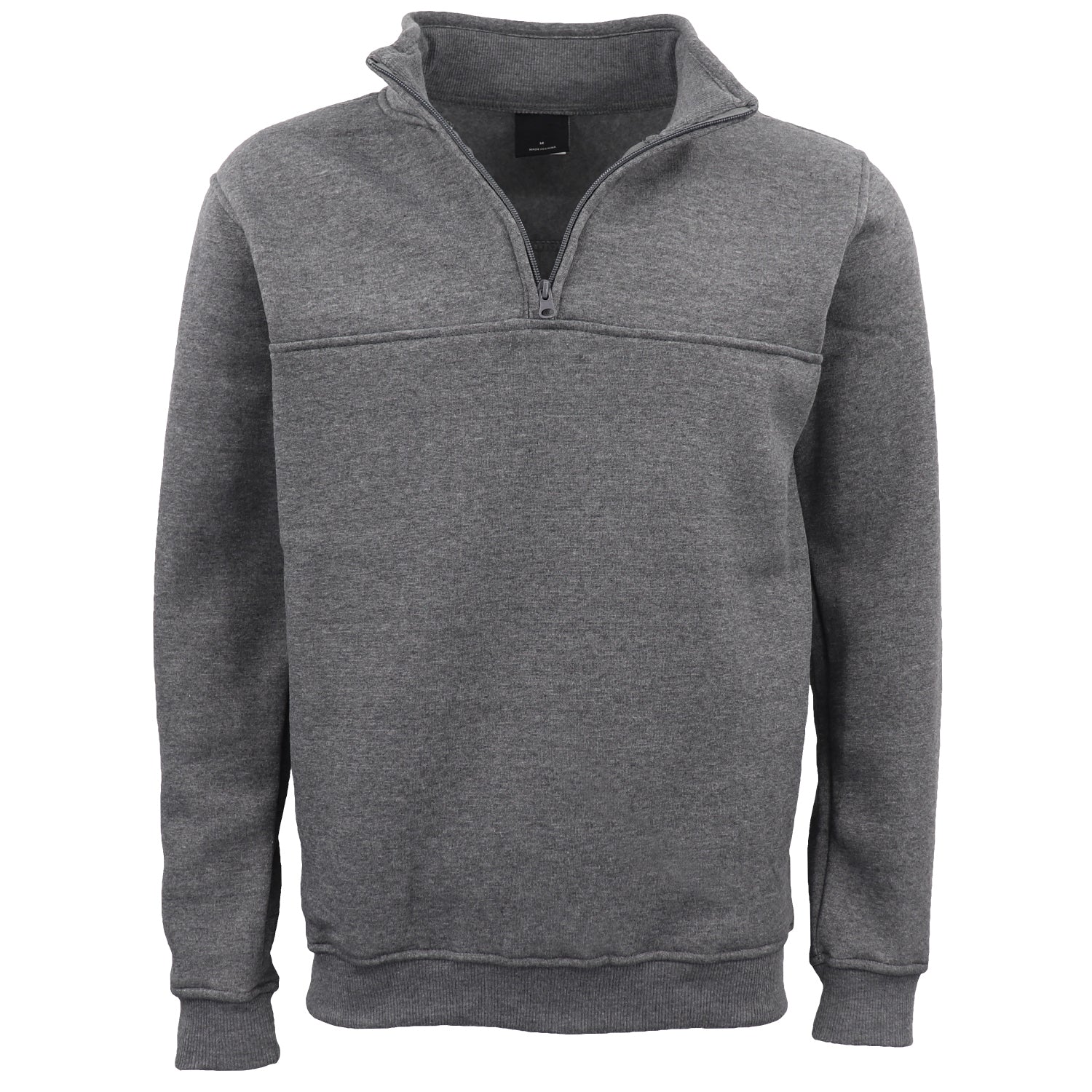 New Men's Unisex Adult Half-Zip Fleece Jumper Pullover Stand Collar Jacket Shirt, Dark Grey, L