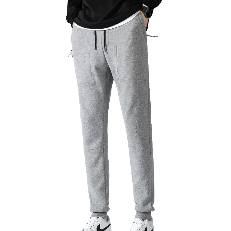 Men's Fleece Slim Trackpant Sport Joggers w Zipped Pockets Gym Casucal Trousers, Black, M