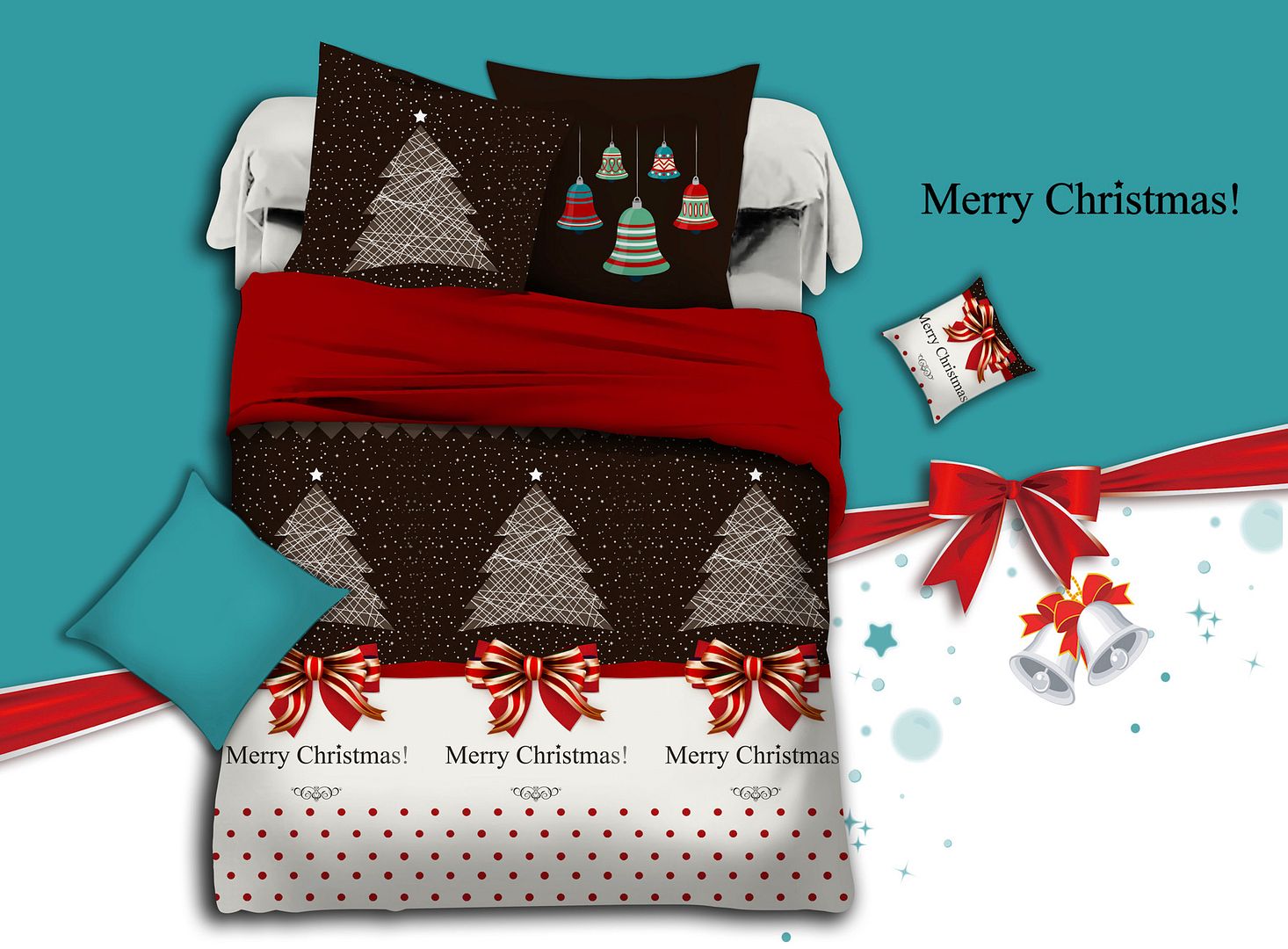 Merry Super King Size Christmas Quilt/Duvet Cover Set