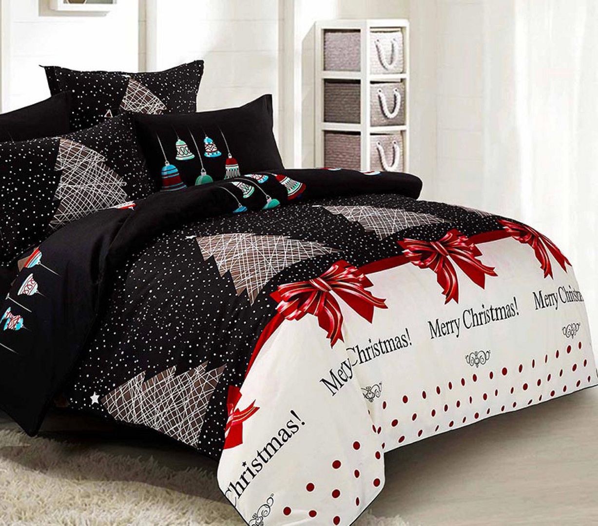 Merry Super King Size Christmas Quilt/Duvet Cover Set