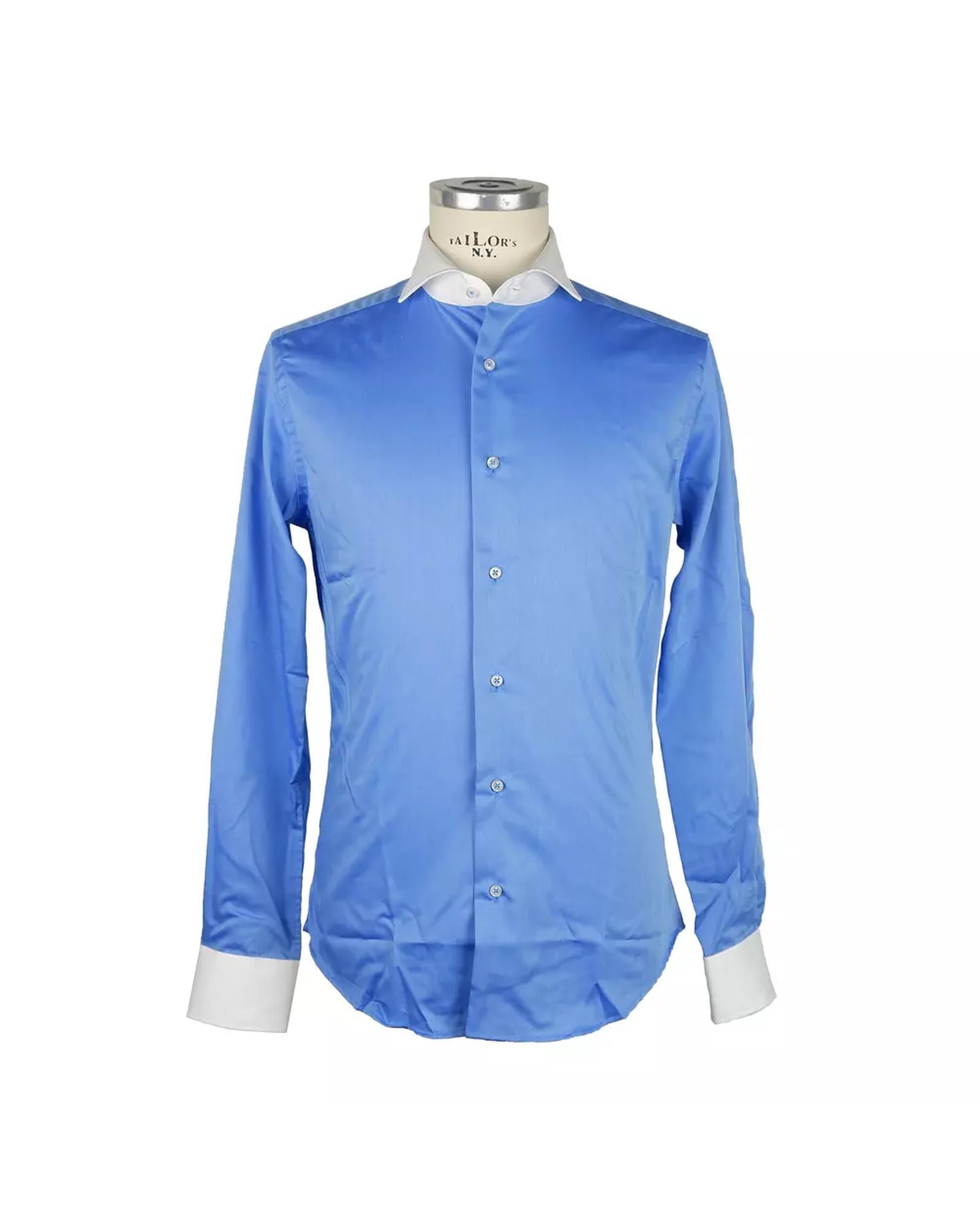 Mens Light Blue Contrast Collar Shirt 40 IT Men