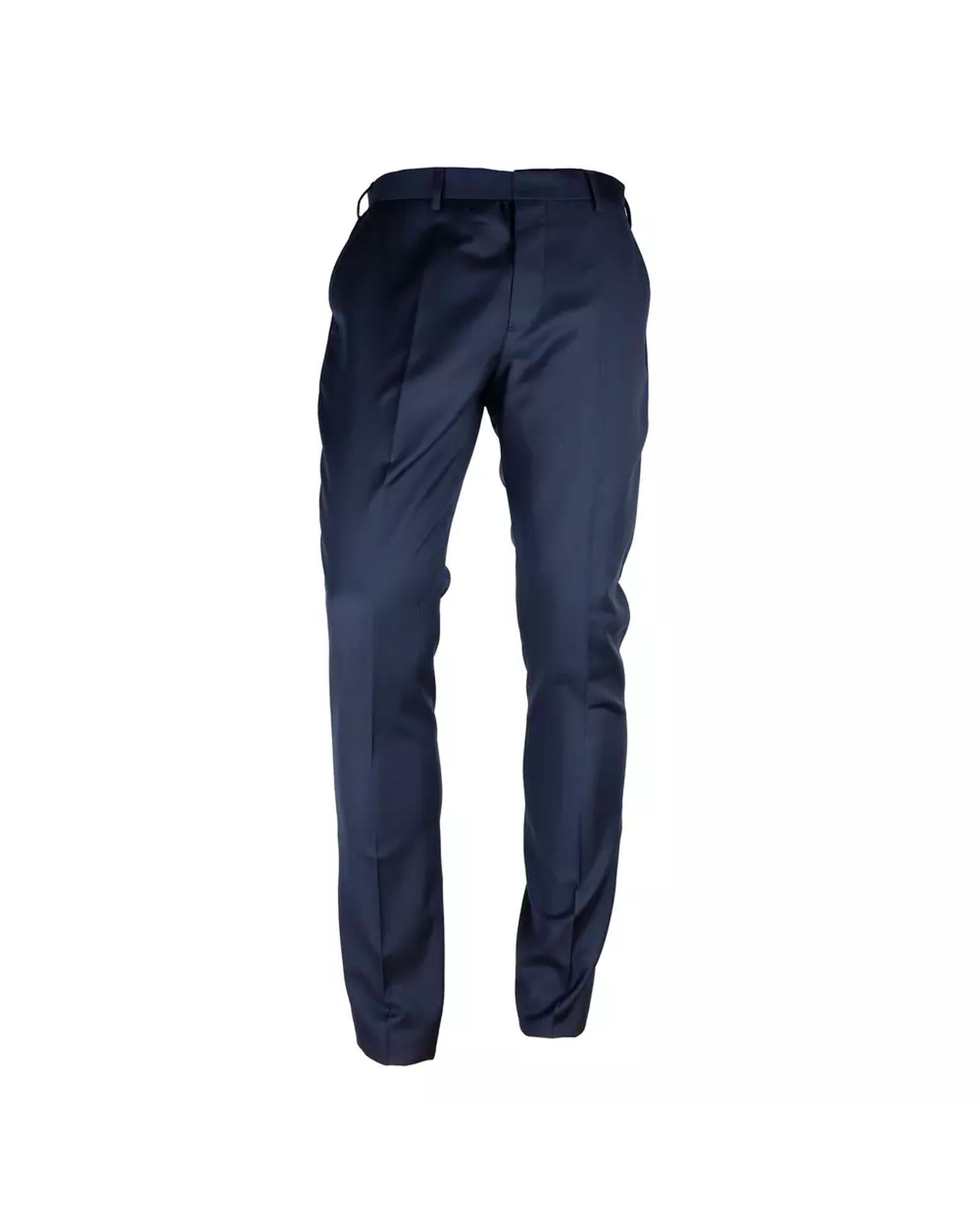 Button and Zip Closure Milano Wool Blend Trousers 46 IT Men