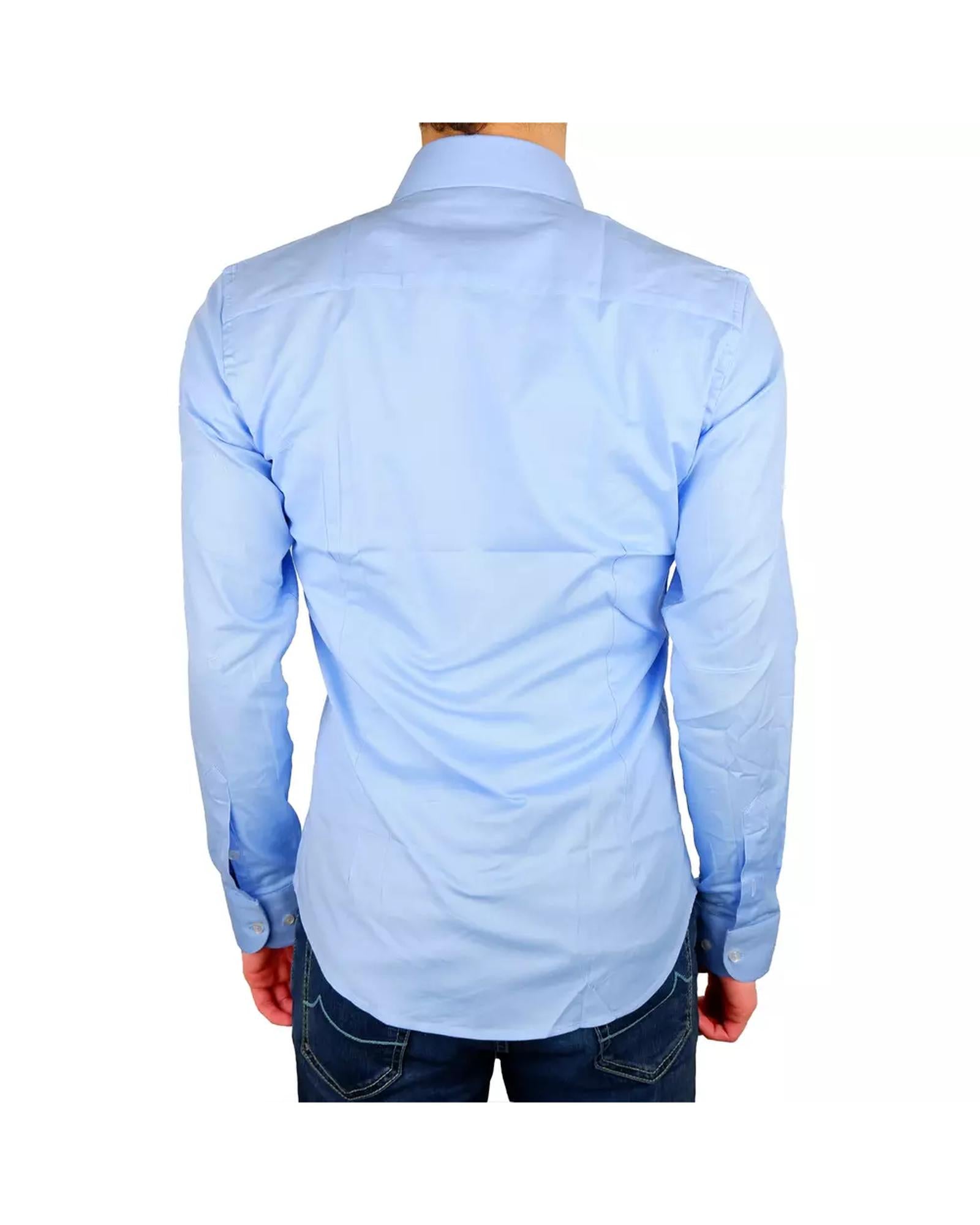 Milano Solid Color Shirt in Light Blue 40 IT Men