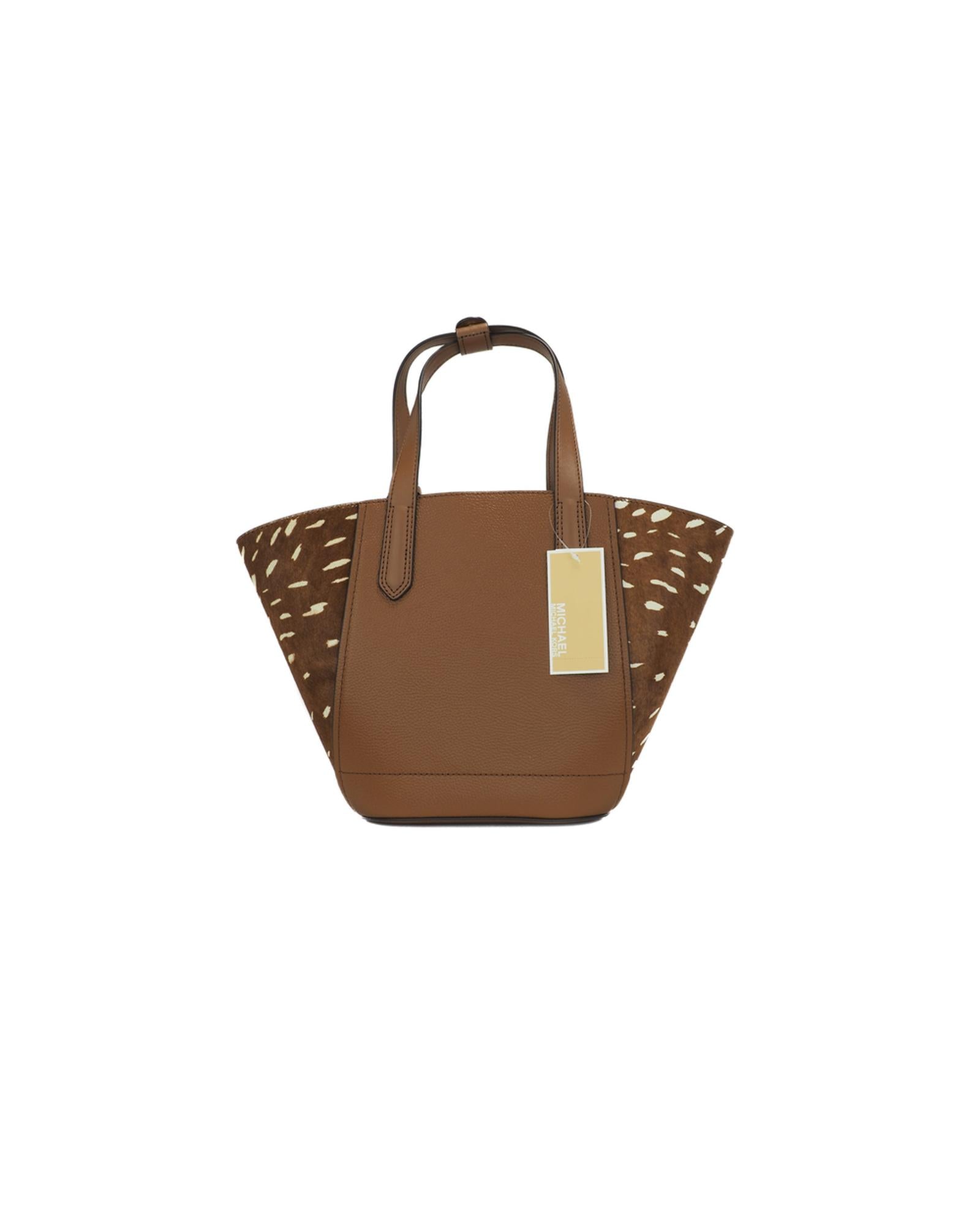 Michael Kors Small Cow Print Tote Bag - Brown Pebbled Leather One Size Women