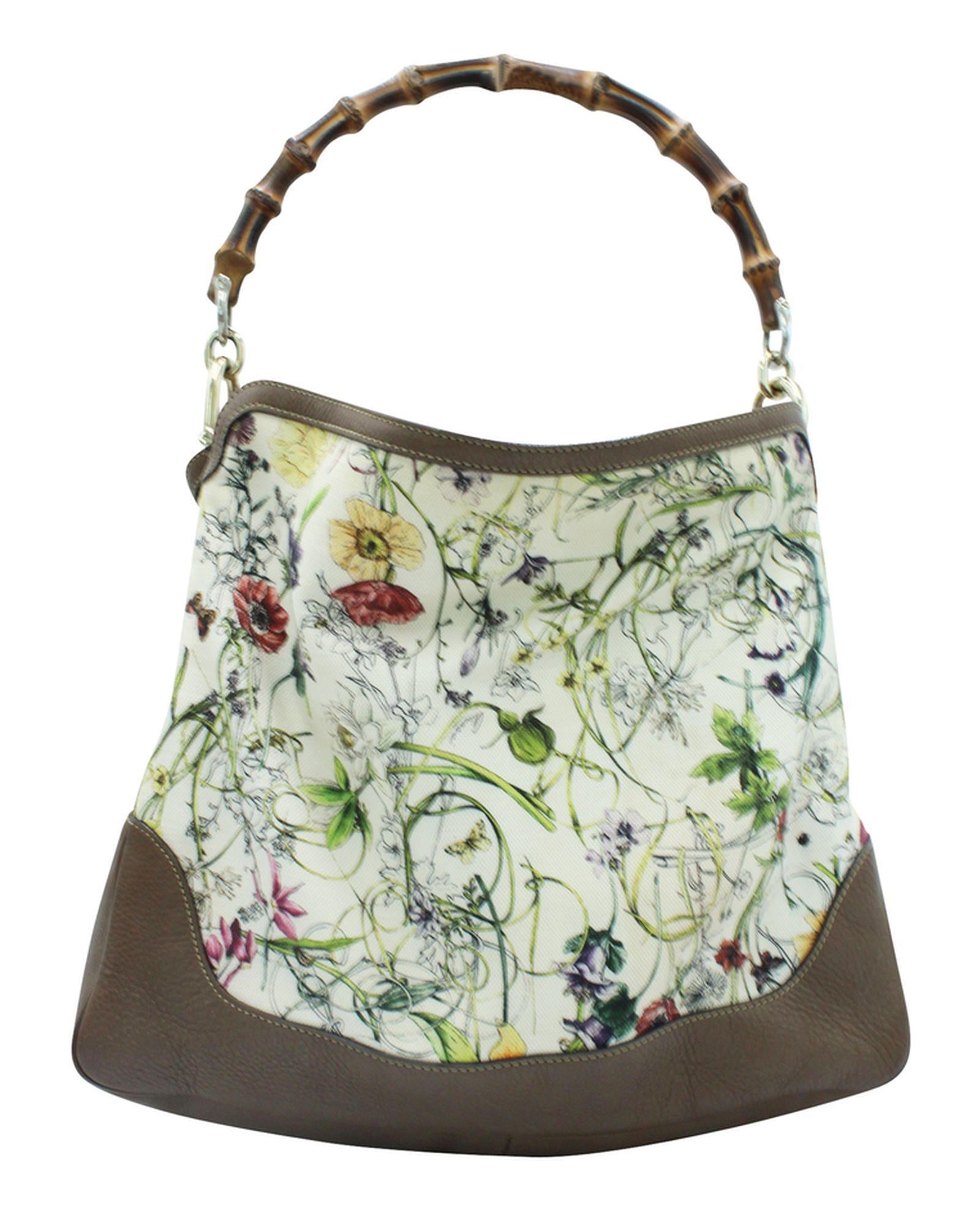 Gucci Bamboo Tote Canvas - Iconic Brands Floral Print Handbag One Size Women