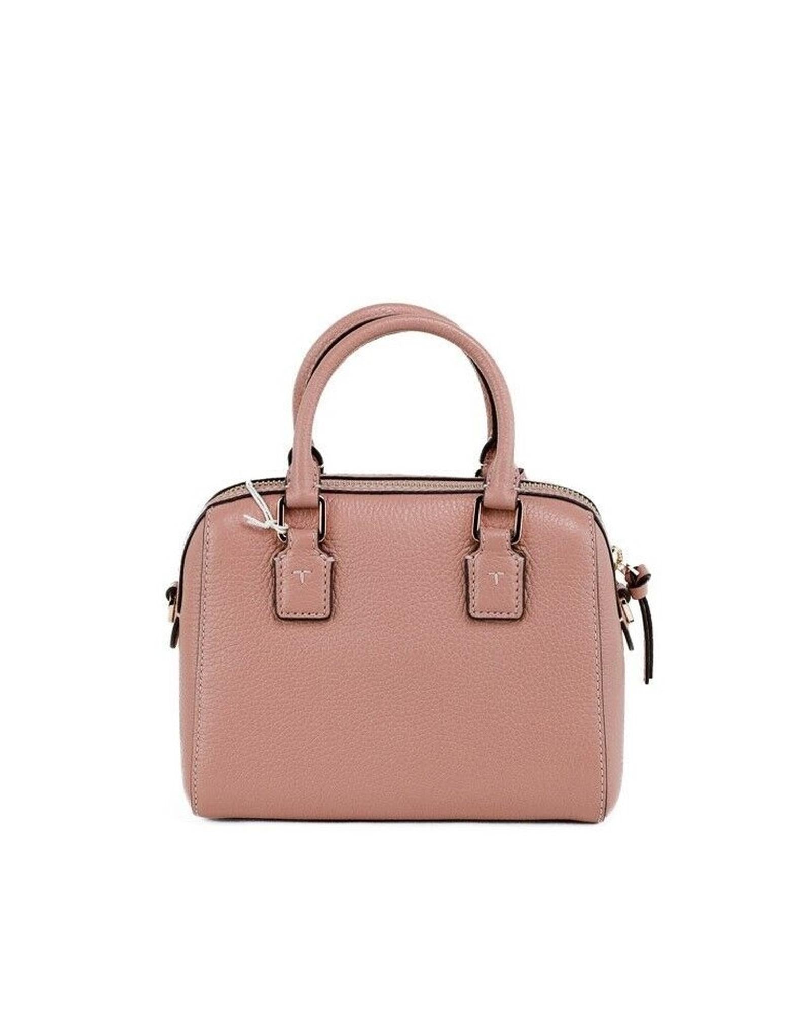 Tory Burch Mini Web Satchel Handbag in Pink Pebbled Leather One Size Women