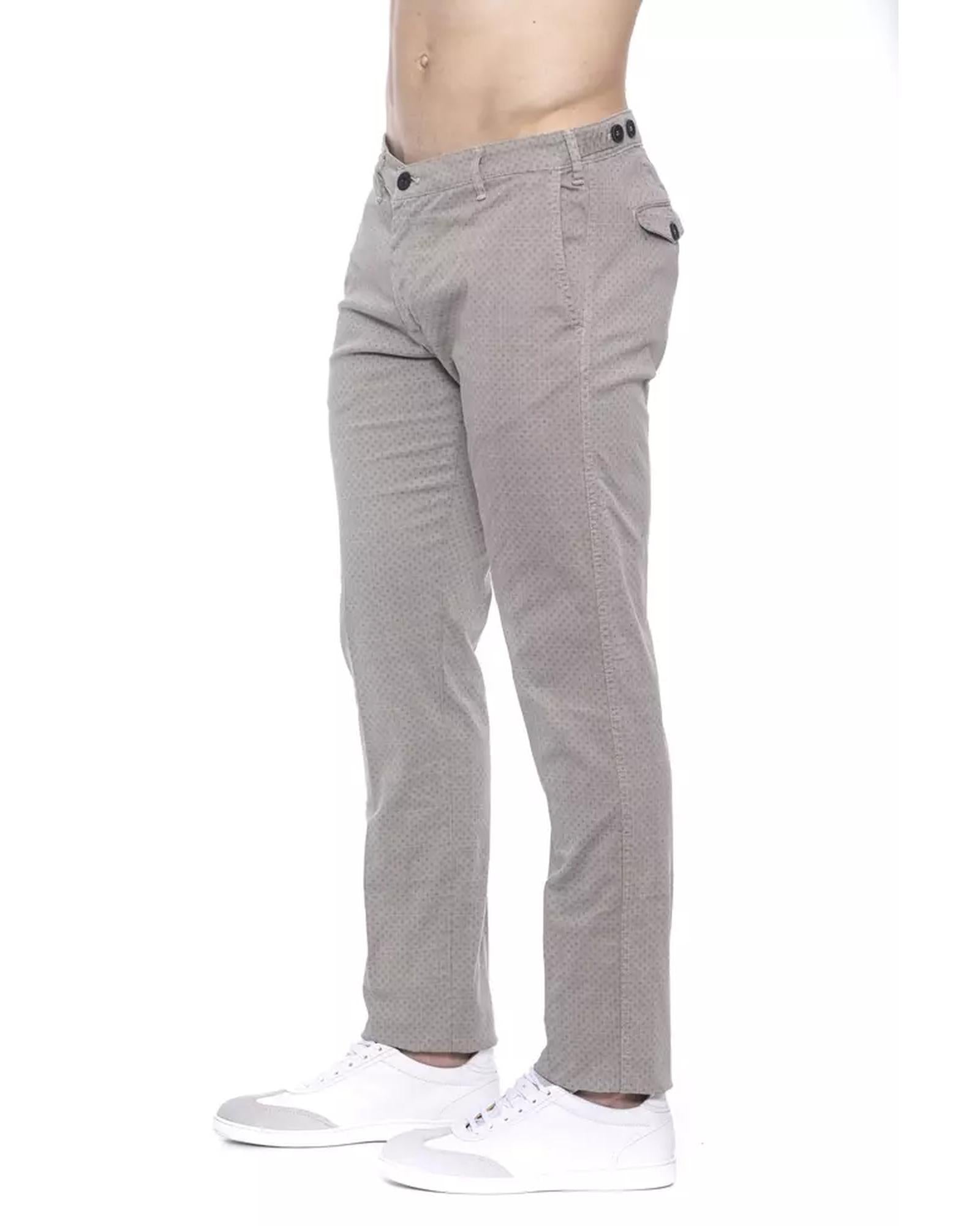 Mens Micro-Pattern Trousers with Zip and Buttons Closure 46 IT Men