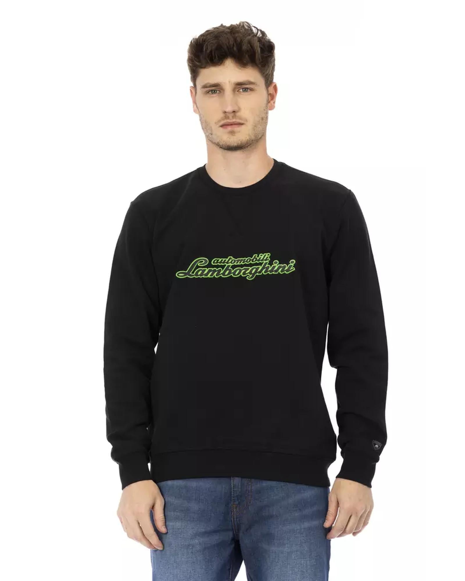 Front Print Crewneck Sweatshirt with Logo Insert on Sleeve M Men