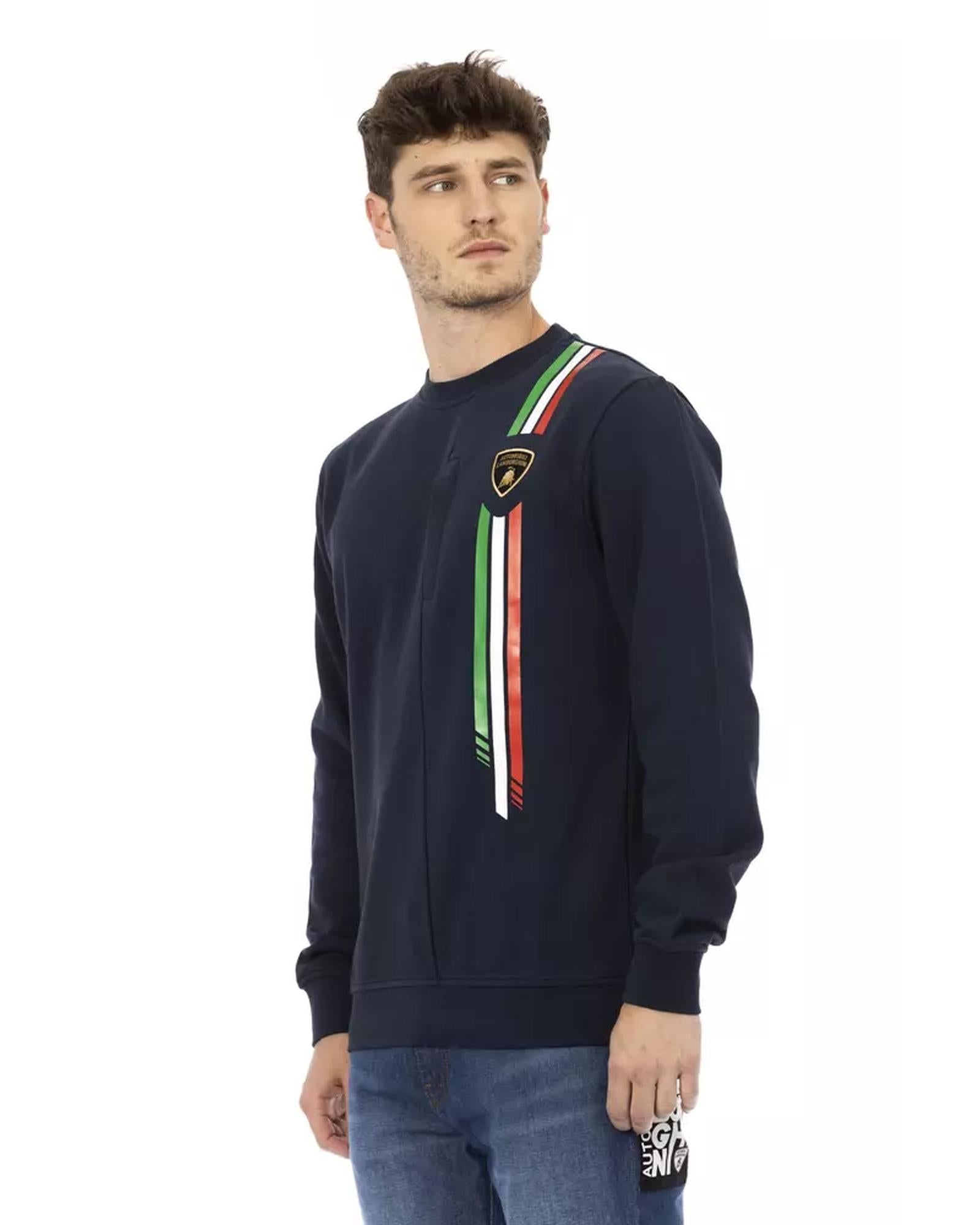 Shield Logo Crewneck Sweatshirt with Tricolor Print L Men